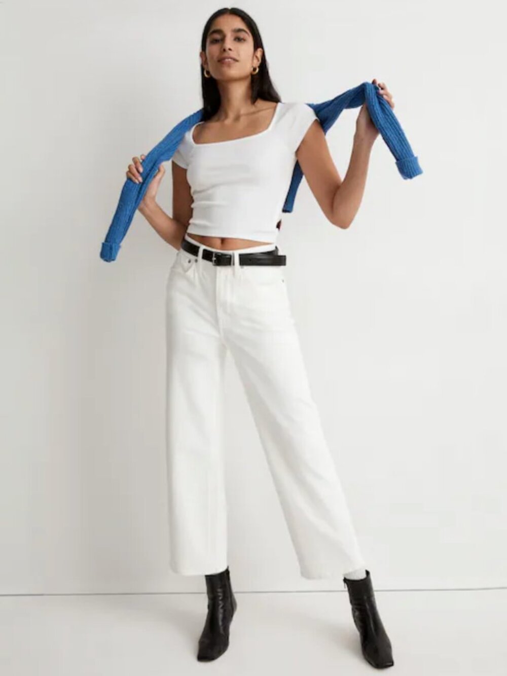 MADEWELL THE PERFECT VINTAGE WIDE LEG CROP JEAN WHITE RESORT COASTAL CHIC 29